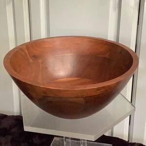 Cost plus World Market Inlay Elegant Wooden Salad Serving Bowl 11.5” Dia. x 7”